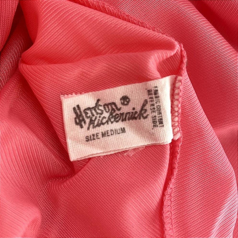 Vintage Pink Womens (M) Nightgown 70s Satin Trim Bow Nightie Coquette Lingerie - Picture 7 of 8